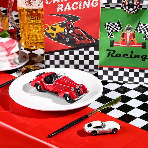 Irenare 2 Sheets Car Birthday Party Supplies Racing Party Decorations Road Tablecloth Racetrack Table Runner Table Covers for Kids Boy Car Theme Birthday Favors, 54 x 108 Inch