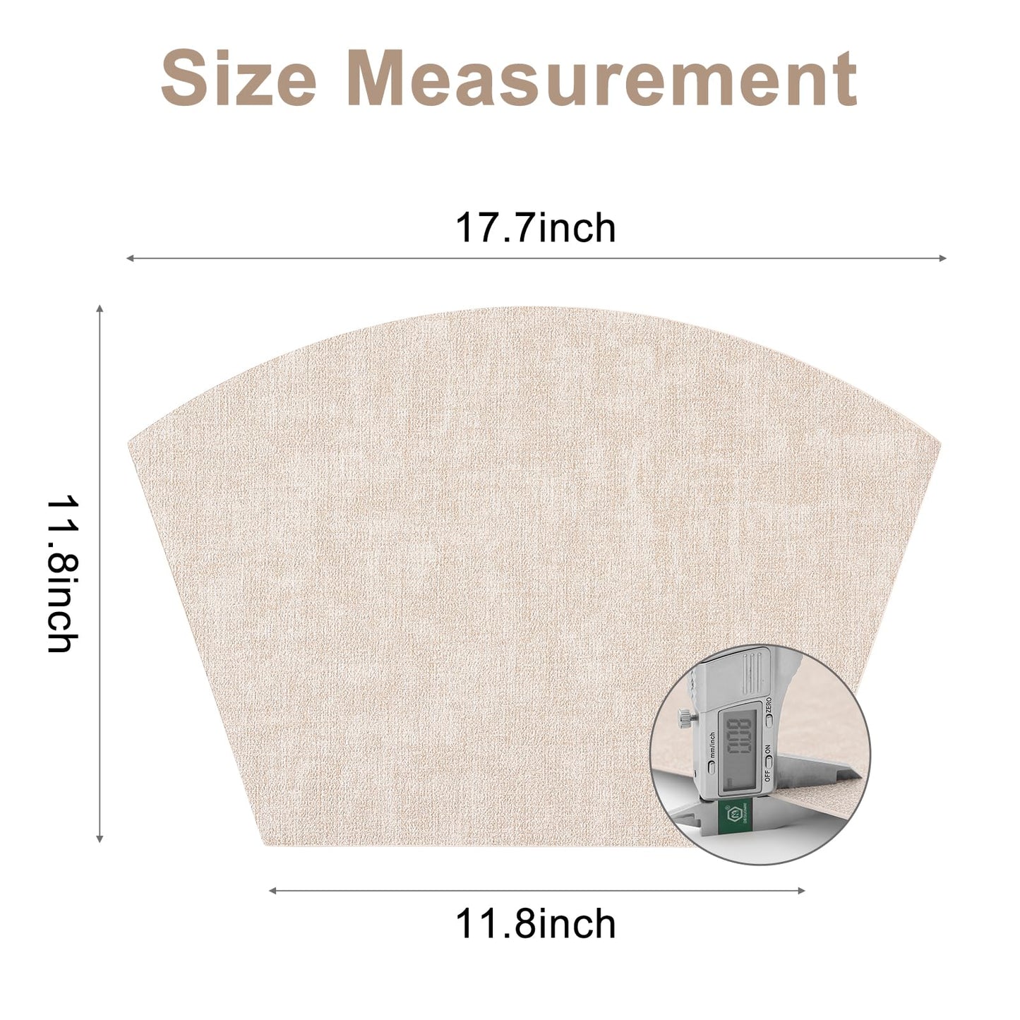 Homaxy Round Table Placemats Set of 6, Washable Wedge Shaped Faux Leather Table Mats, Wipeable Kitchen Dinner Place Mats for Indoor Outdoor, Beige