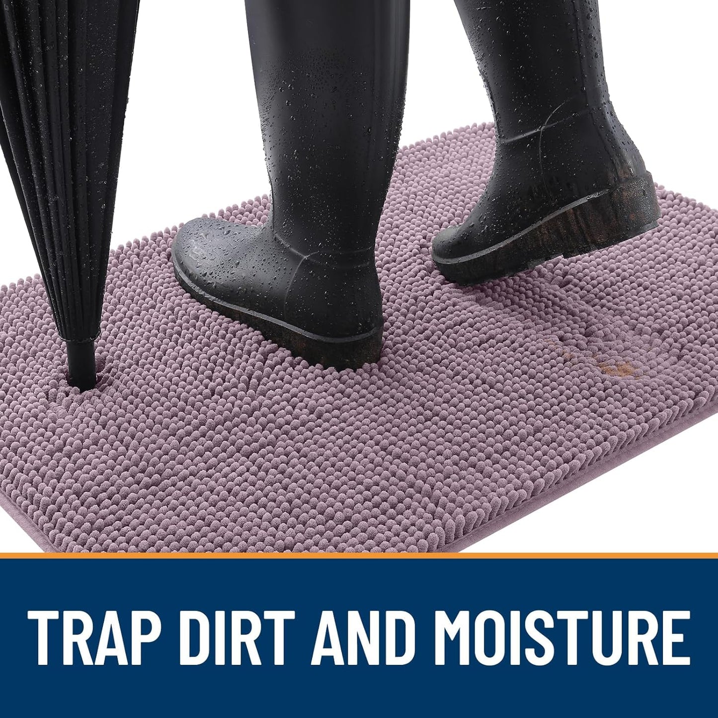 OLANLY Dog Door Mat - Absorbent Non-Slip Chenille Mat for Muddy Paws | 59x20 Deep Plum Color