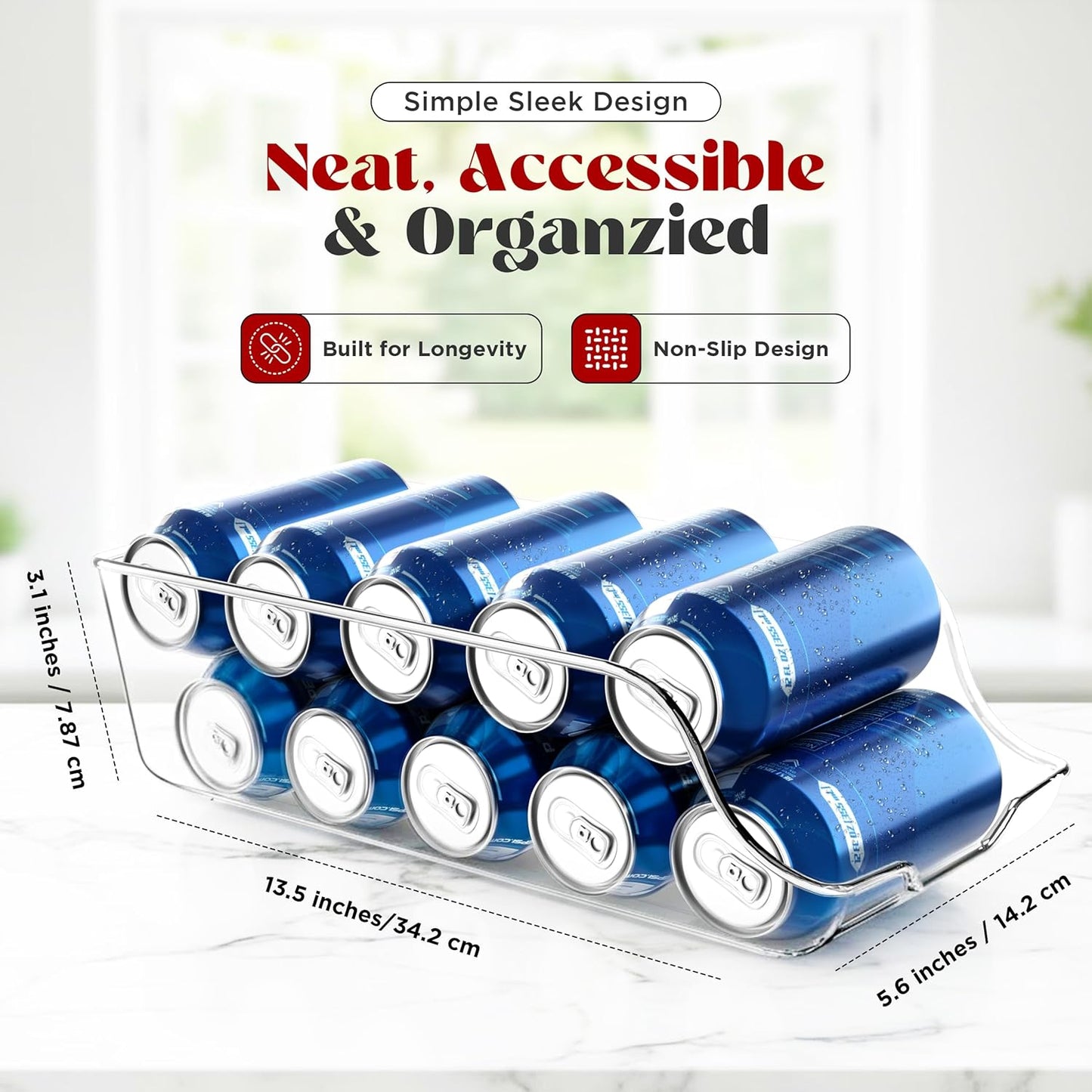 Utopia Kitchen Soda Can Organizer - Durable Clear Can Dispenser for Fridge & Pantry | Set of 2