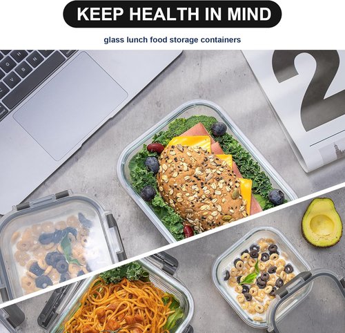 Coccot Glass Food Storage Containers - Airtight Meal Prep Set | 20 Leak-Proof Containers, Microwave & Dishwasher Safe