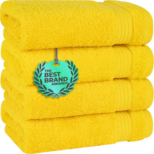 Cotton Paradise Hand Towels - 100% Turkish Cotton, Soft & Absorbent | 4-Piece Set in Yellow