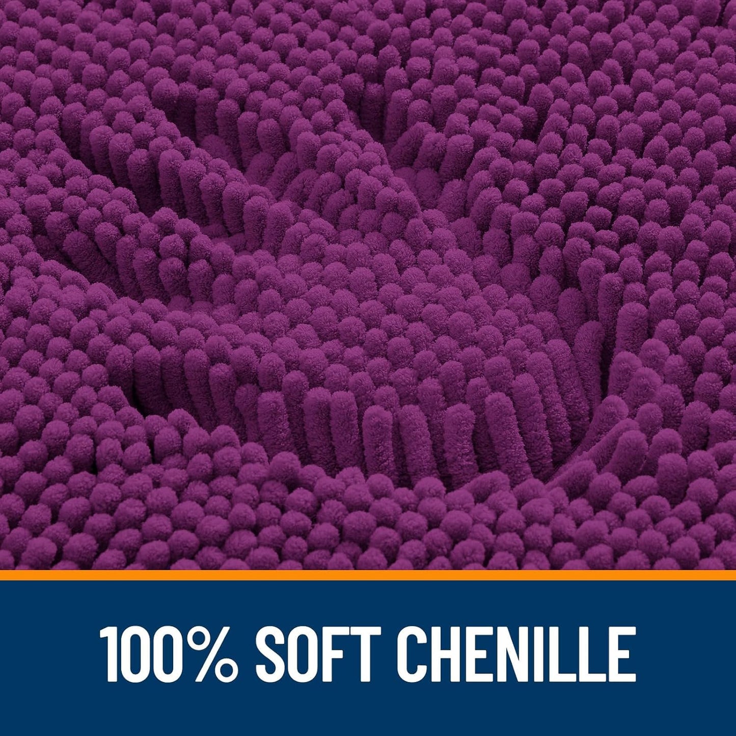 OLANLY U-Shaped Toilet Rug - Extra Soft, Absorbent Chenille Bath Mat | 24x20, Quick-Dry, Non-Slip, Purple