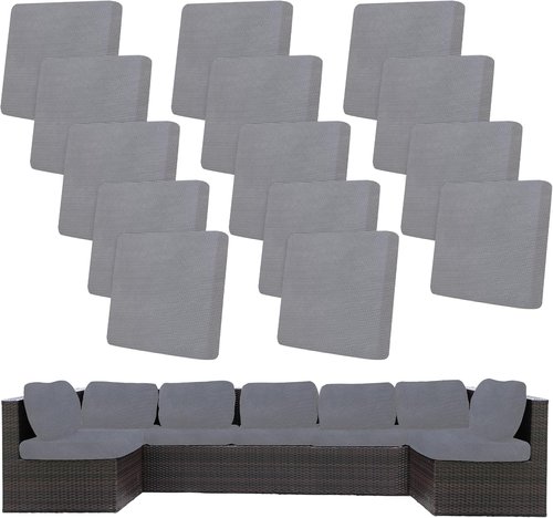 BIETYONE 14-Piece Stretch Patio Cushion Covers - Washable Outdoor Sofa Slipcovers | Grey, Cover Only