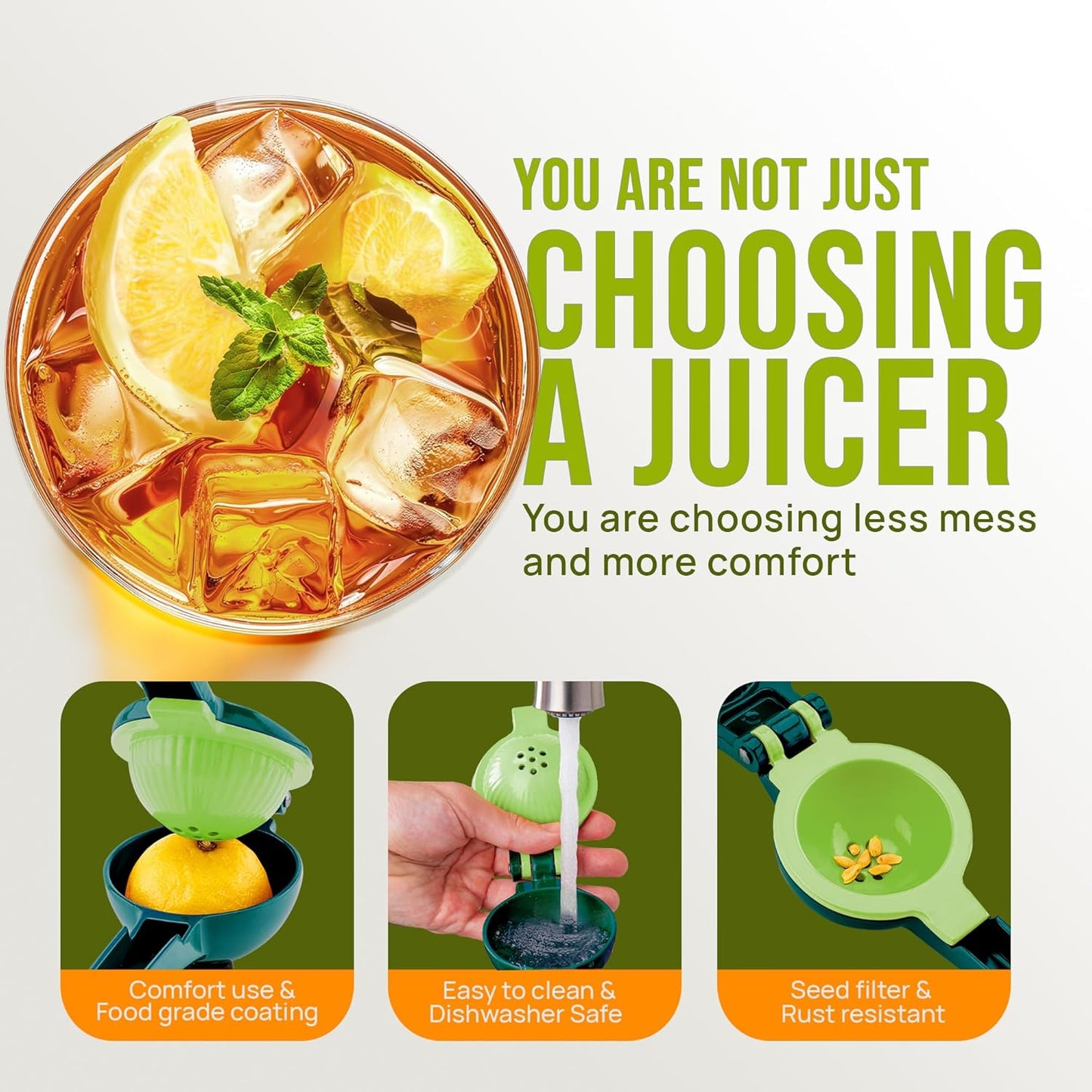 Zulay Kitchen 2-in-1 Lemon Squeezer - Sturdy Hand Juicer for Maximum Juice Extraction - Easy to Clean | Green/Lime