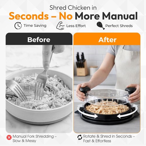 Chicken Shredder Tool Twist by [Brand Name] - Large Manual Meat Shredder for Chicken, Beef & Turkey | BPA-Free, Ergonomic Handle, Dishwasher Safe (Black)