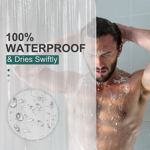 AmazerBath Clear Shower Curtain Liner - Waterproof PEVA with 3 Magnets & 12 Rustproof Grommets | 72x72 Inches