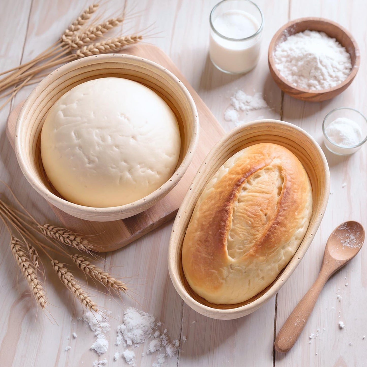 Olforce Banneton Sourdough Proofing Basket Kit,10"Round & 11"Oval Proofing Basket with Liners & Covers,Bread Baking Supplies for Home or Professional Sourdough Bakers Baking Tool