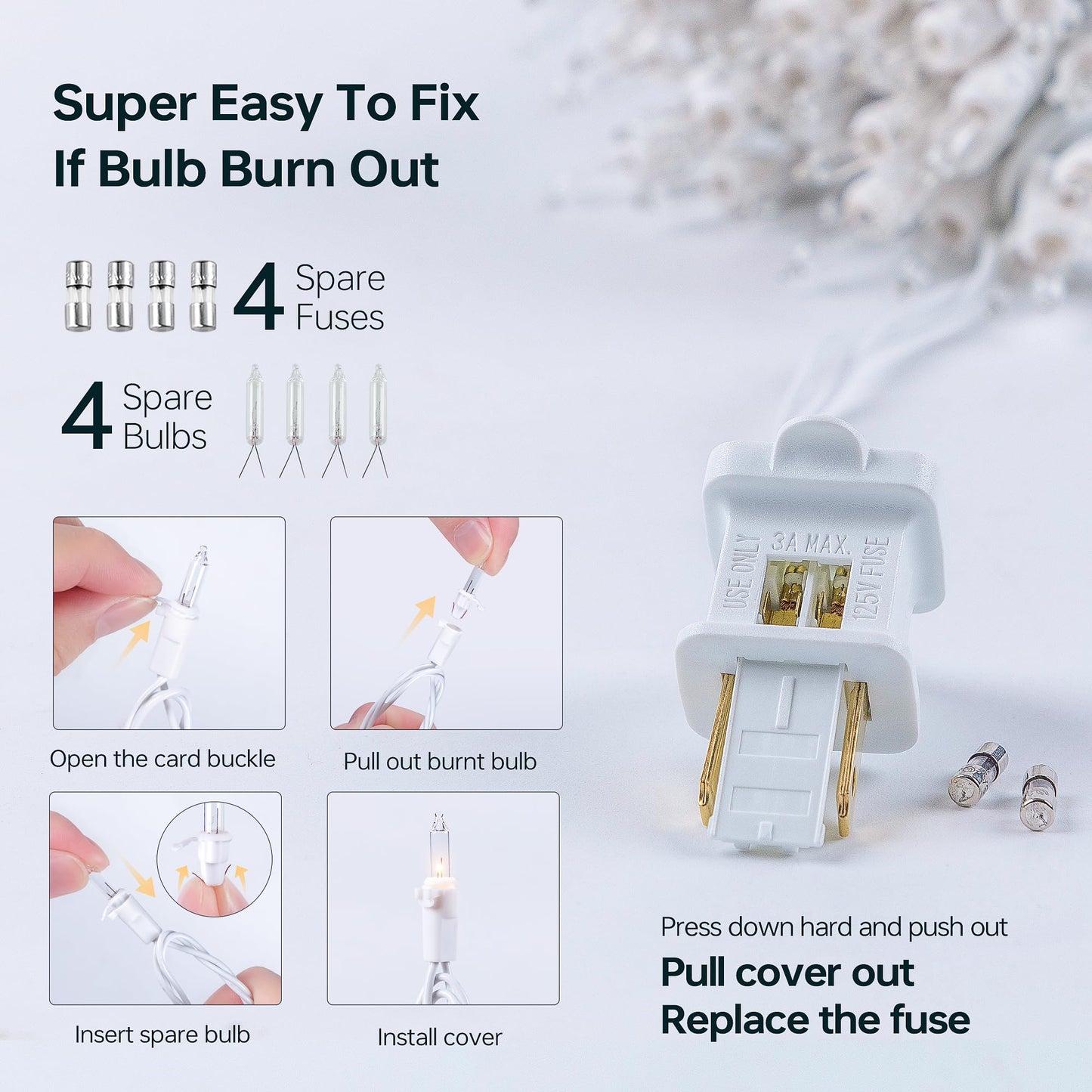 oopswow 100 Count Clear Christmas Lights White Wire,23Feet Incandescent Clear Mini Lights, Connectable Indoor Outdoor Christmas Tree String Lights, Birthday, Holiday, Party, Wedding, Xmas,Warm White