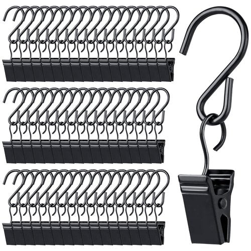 50Pcs Curtain Hanging Clips Hooks Metal Party String Lights Hook S Hook String Lights Clips Anti-Rust Hanging Lights Clip Outdoor Lights Clips Hangers for Camping Xmas String Lights