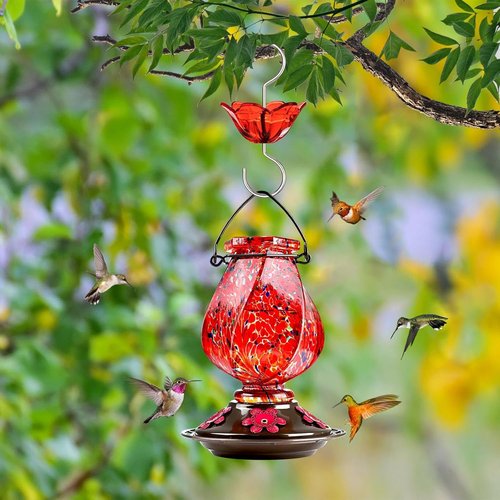 BOLITE Ant Moat - 5 Oz Hummingbird Feeder Ant Guard | Large Capacity Red Flower Shape - 2 Pack