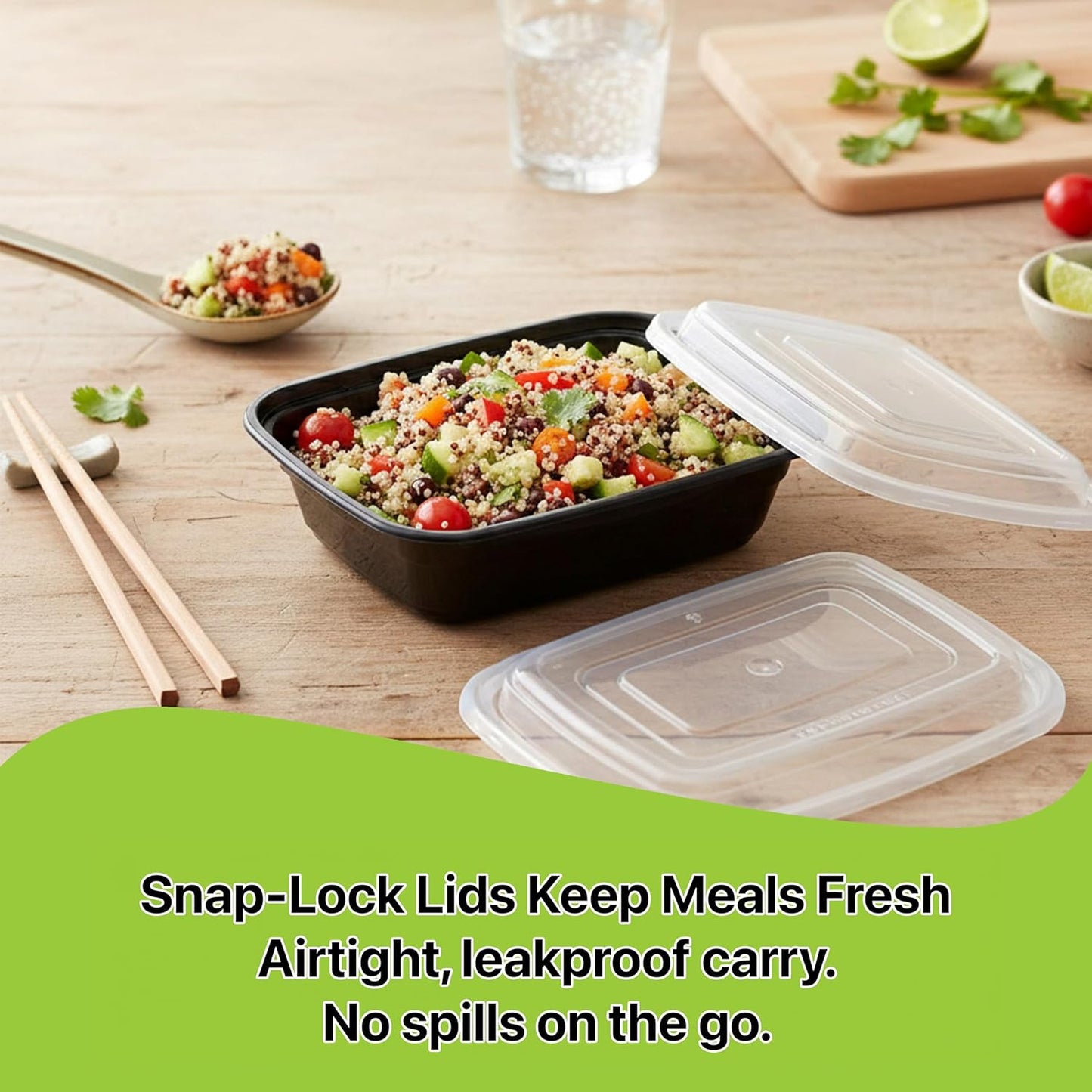 Skiennix Meal Prep Containers - 10 Set | 16 oz, Stackable, Leakproof & Reusable for Food Storage