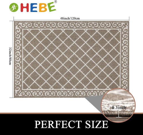 Hebe Indoor Door Mat - 32"x48" Non-Slip Welcome Mat | Washable Dirt Trapper for Entryway & Kitchen