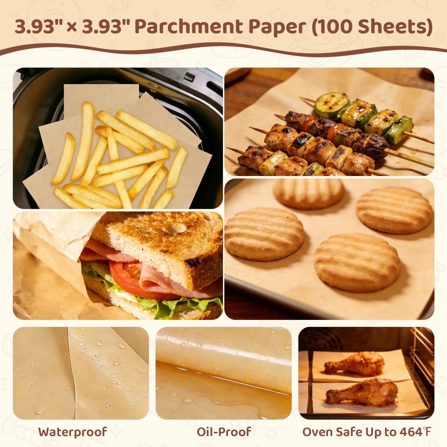 Vehookin 2 Tier Stackable Cooling Rack for Cooking and Baking, Wire Rack for Baking Sheet w/100 Parchment Papers, 16.7" x 11" Cookie Cooling Rack for Pizza, Bread,Cake,Veggie,Jerky, Drying Baking Rack