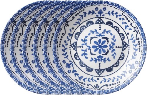 Corelle Vitrelle 6-Piece Appetizer Plates Set - Triple Layer Glass, Chip Resistant | 6-3/4-Inch Round, Portofino