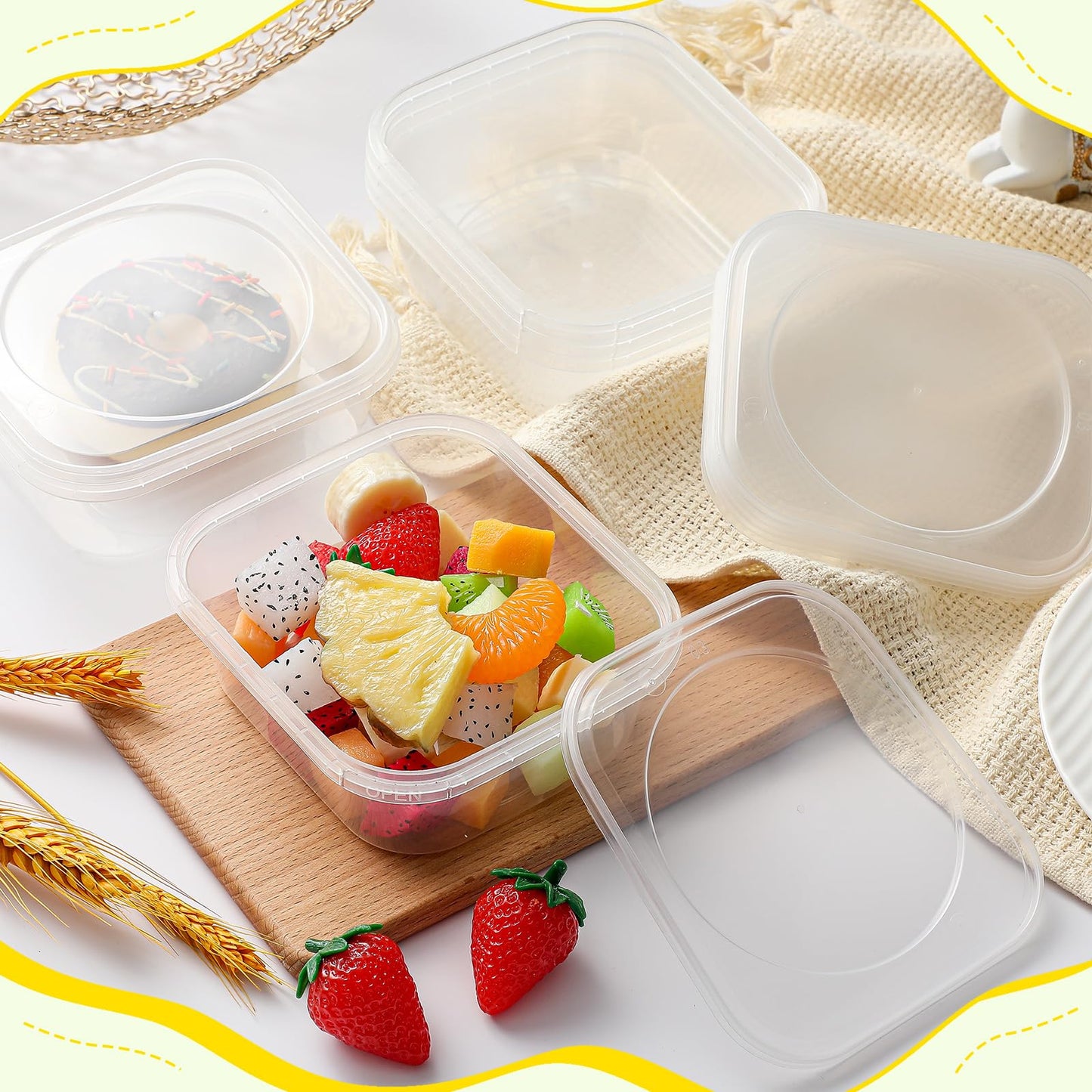 Yiyiring 50 Pack 16 oz Tamper Proof Clear Deli Containers with Lid Disposable Square Plastic Deli Sandwich Tiramisu Airtight Meal Container for Refrigerator Dishwasher Microwave Take out Kitchen