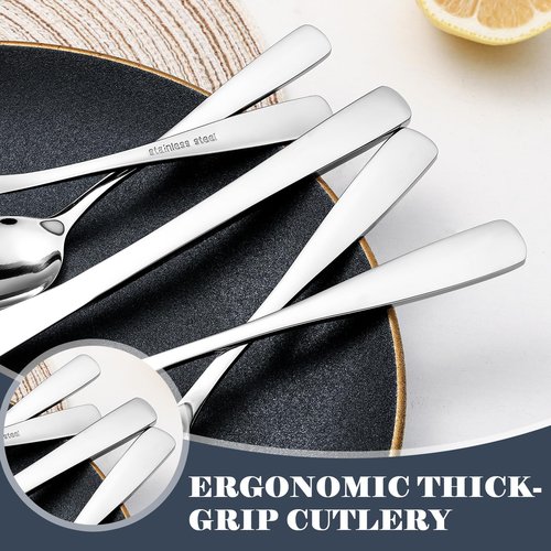 BEWOS 49-Piece Silverware Set with Organizer - Stainless Steel Silverware Set for 8 with Steak Knives and Drawer Organizer, Mirror Polished Flatware Set for Home and Restaurant, Dishwasher Safe