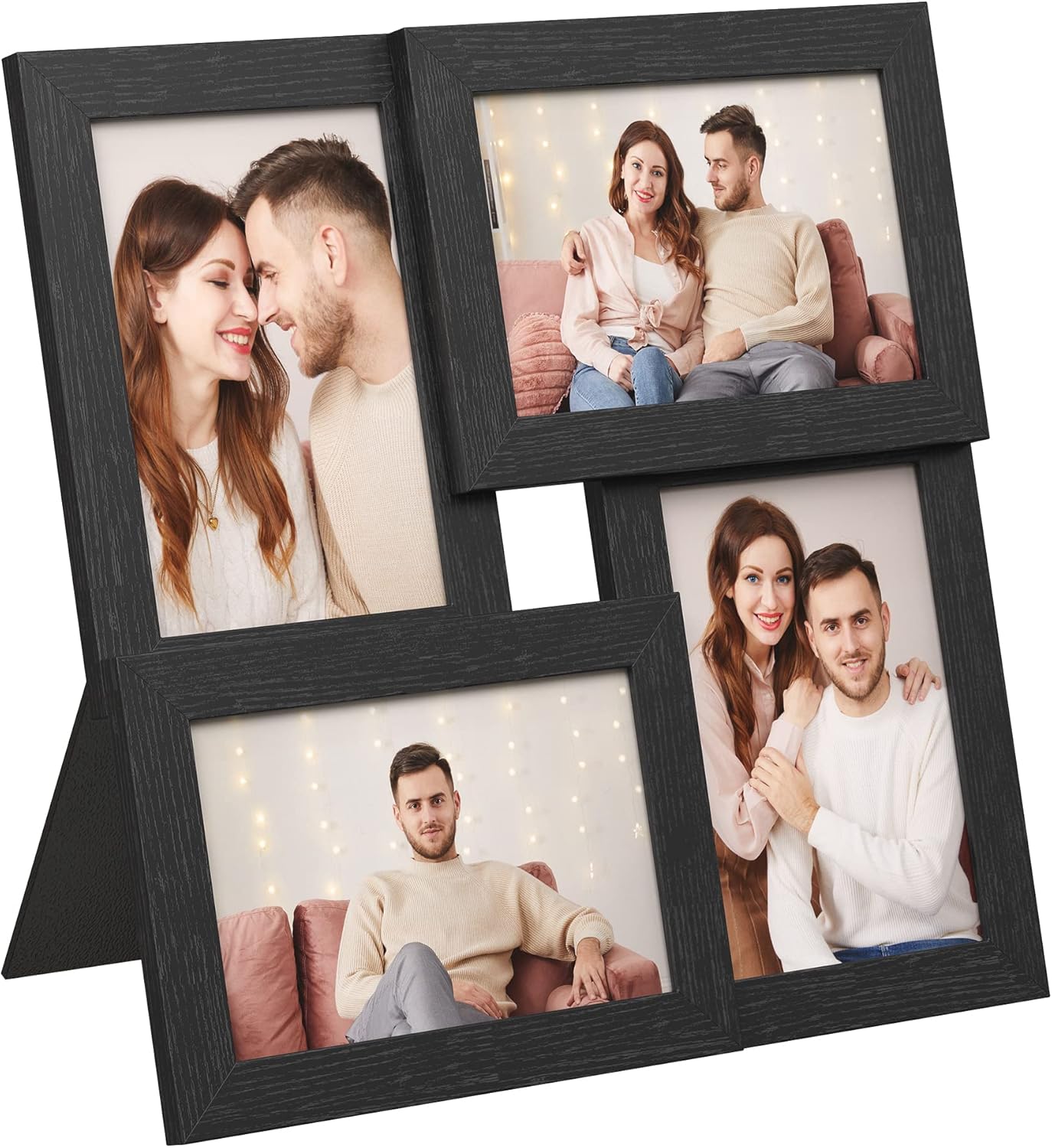 SONGMICS Collage Picture Frames - Set of 4, 4x6 Multi-Photo Wall Decor in Ink Black | Perfect for Gallery Displays
