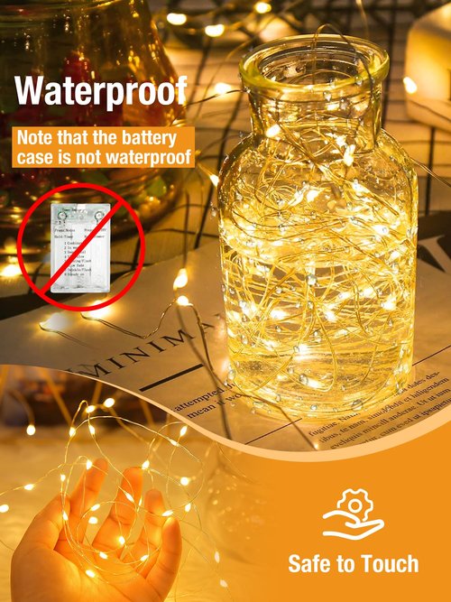 btfarm 4 Pack Fairy Lights Battery Operated with Timer, 16FT 50LED Twinkle String Lights Battery Powered 8 Modes Dimmable, Wire Mini Light Waterproof for Indoor Bedroom Wedding Christmas, Warm White
