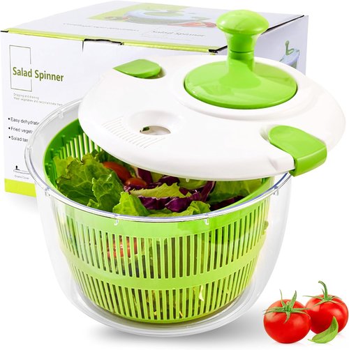 DoubleWave Salad Spinner - Fast Spin & Dry for Fruits, Vegetables & Greens | BPA-Free | 5.3 Quart Capacity