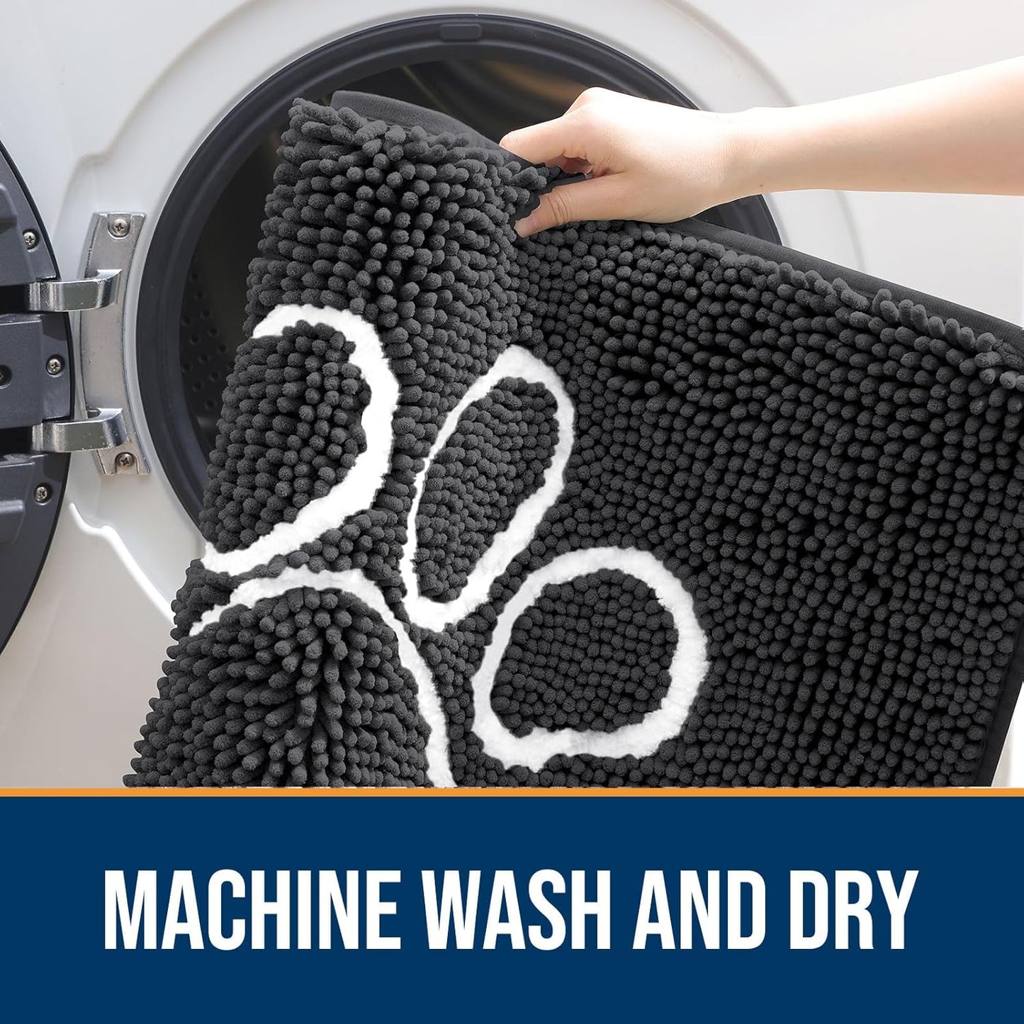 OLANLY Dog Door Mat - Absorbent Non-Slip Mud Mat for Paws | 59x24 Dark Grey Chenille Design