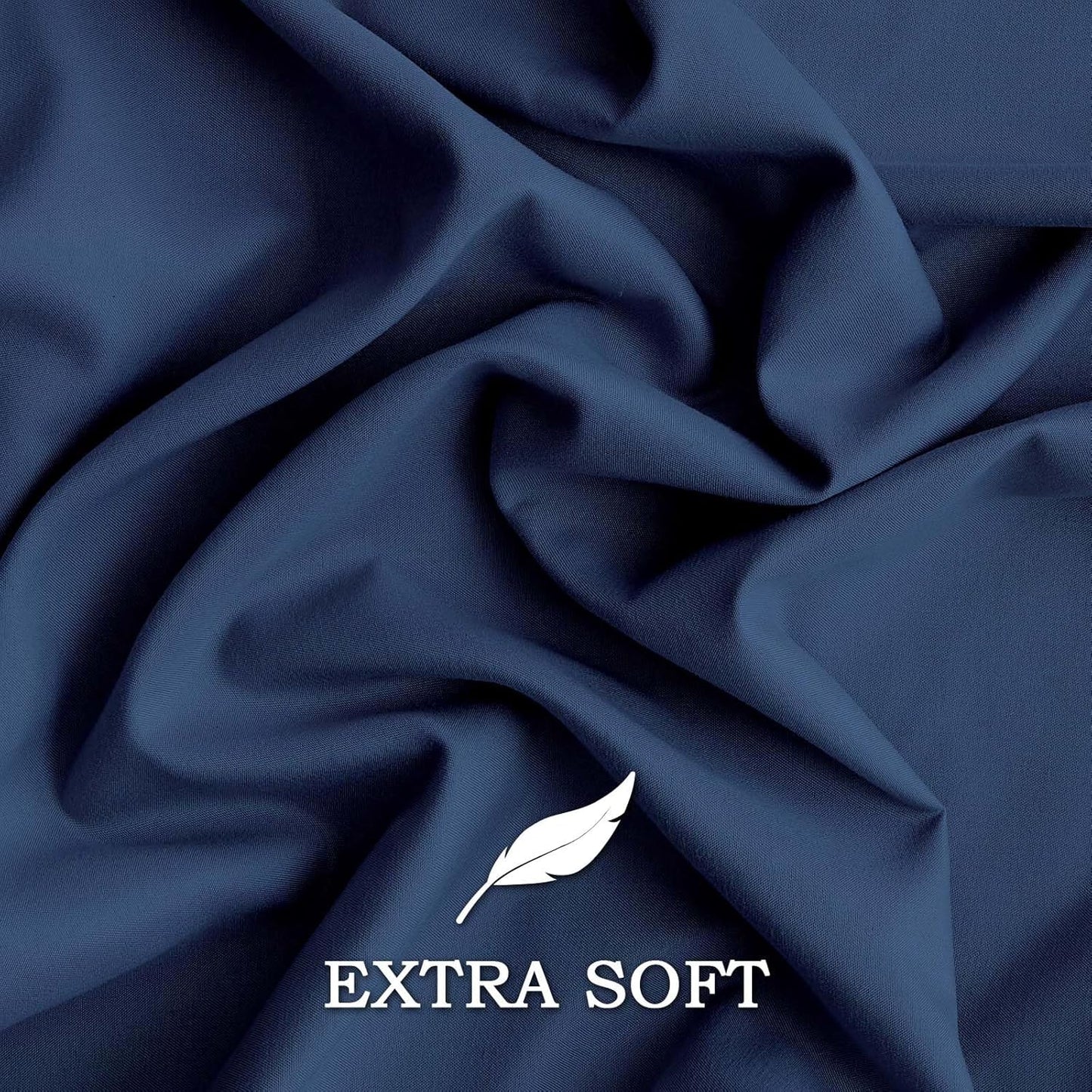 Q&J Fabric Co. Standard Size Pillow Cases - Soft Brushed Microfiber, Wrinkle-Free, Navy Blue (Set of 2, 20x26'')