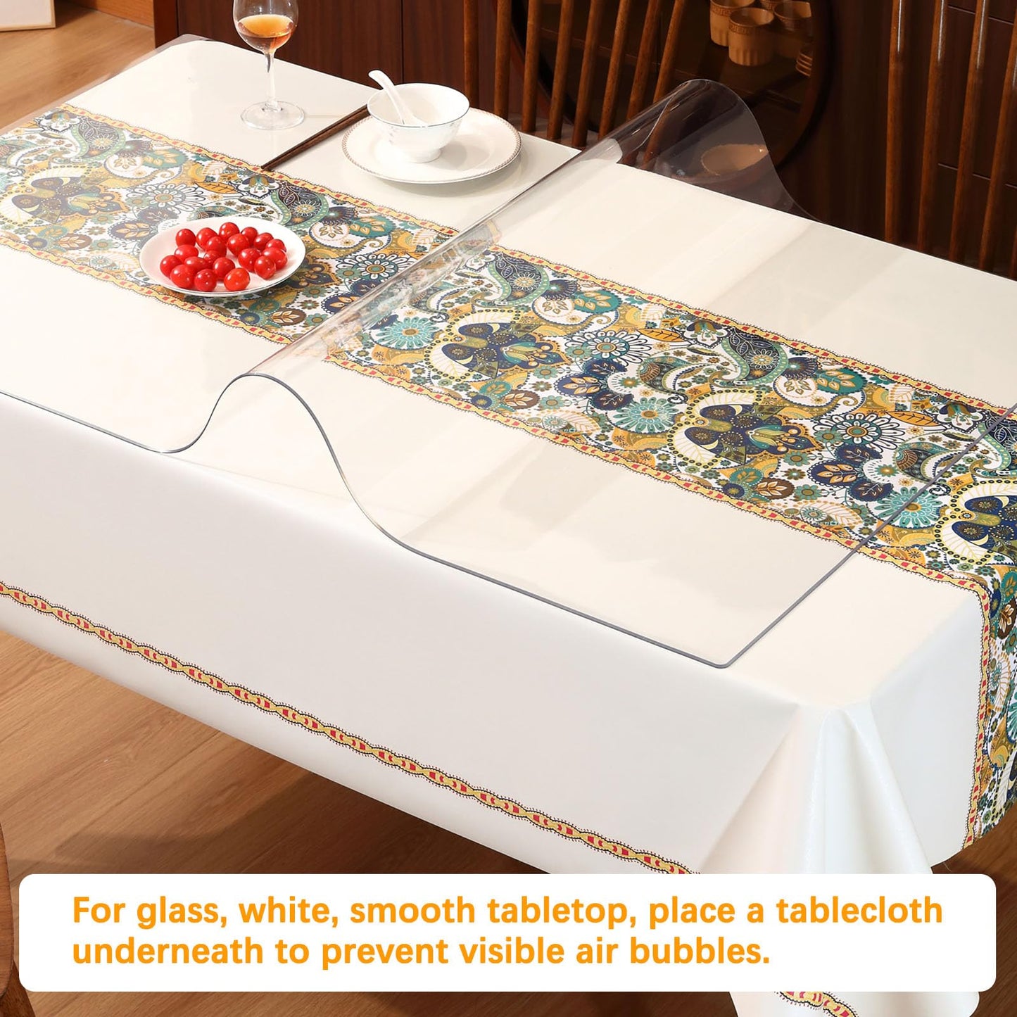 36 x 108 Inch Clear Plastic Dining Table Protector Tablecloth Desk Pad Mat Wooden Furniture Coffee End Office Conference Dinner Table Top Protection Countertop Cover Waterproof Rectangular PVC Vinyl
