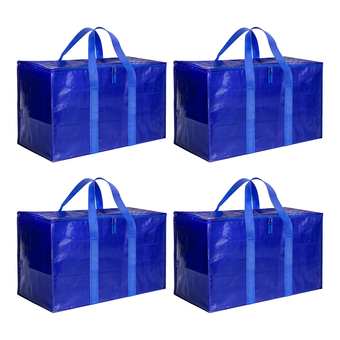 Simple Deluxe 4 Pack Moving Bags, Heavy Duty Storage Totes with Lids, Sturdy Handles& Zipper, Moving Boxes Alternative, Extra Large, for Clothes Packing, Moving Supplies, Blue