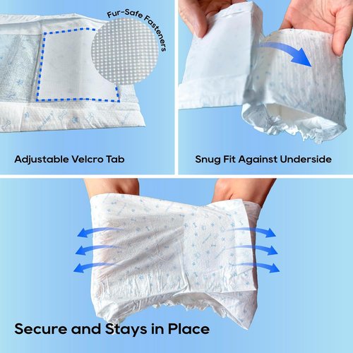 HONEY CARE Male Dog Wraps - All-Absorb Design for Maximum Comfort | 50 Count, Small Size