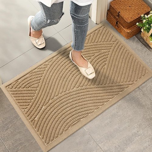 HIYARD Front Door Mat - Absorbent, Stain & Fade Resistant | Non-Slip, Low Profile, 29x17, Beige