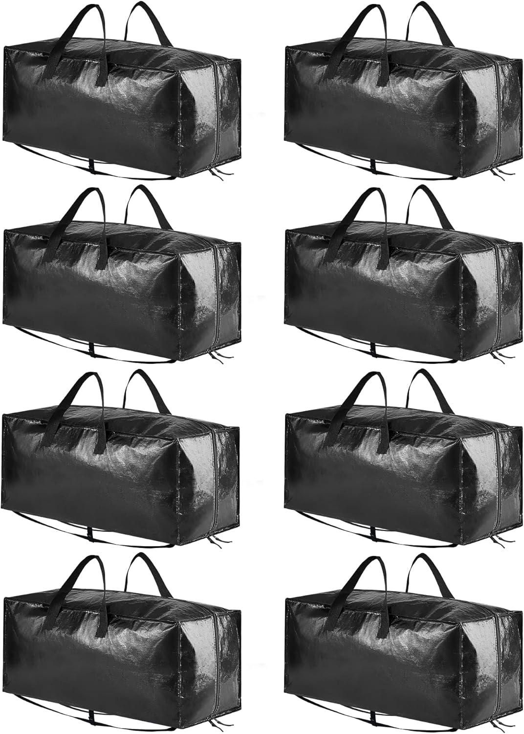SpaceAid Heavy Duty Moving Bags - 8 Pack Large Storage Totes with Backpack Straps & Strong Handles - Black