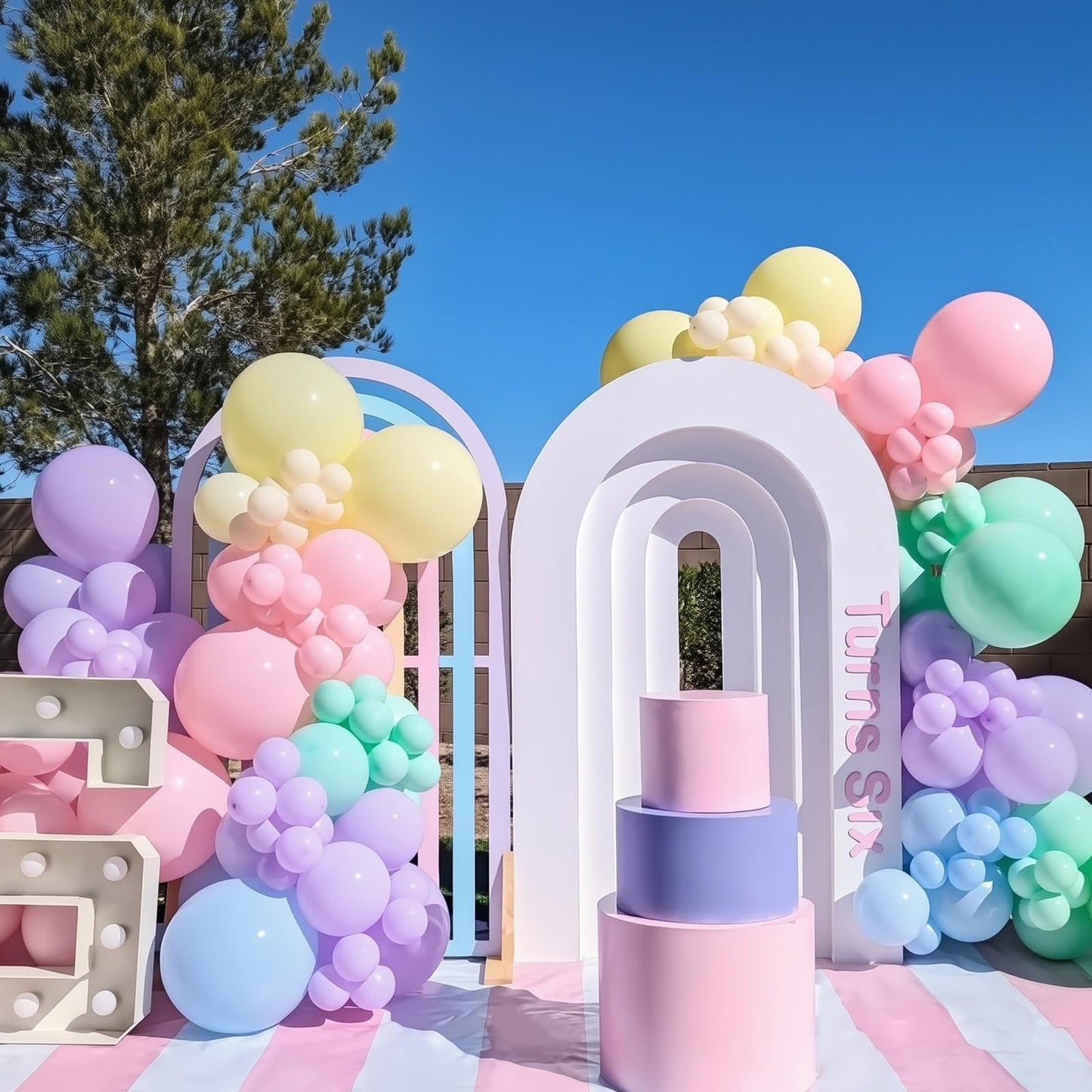 145pcs Pastel Balloons Different Sizes 18" 12" 10" 5" Latex Balloon Garland Arch Kit for Birthday Rainbow Party Baby Shower Easter Party Decorations
