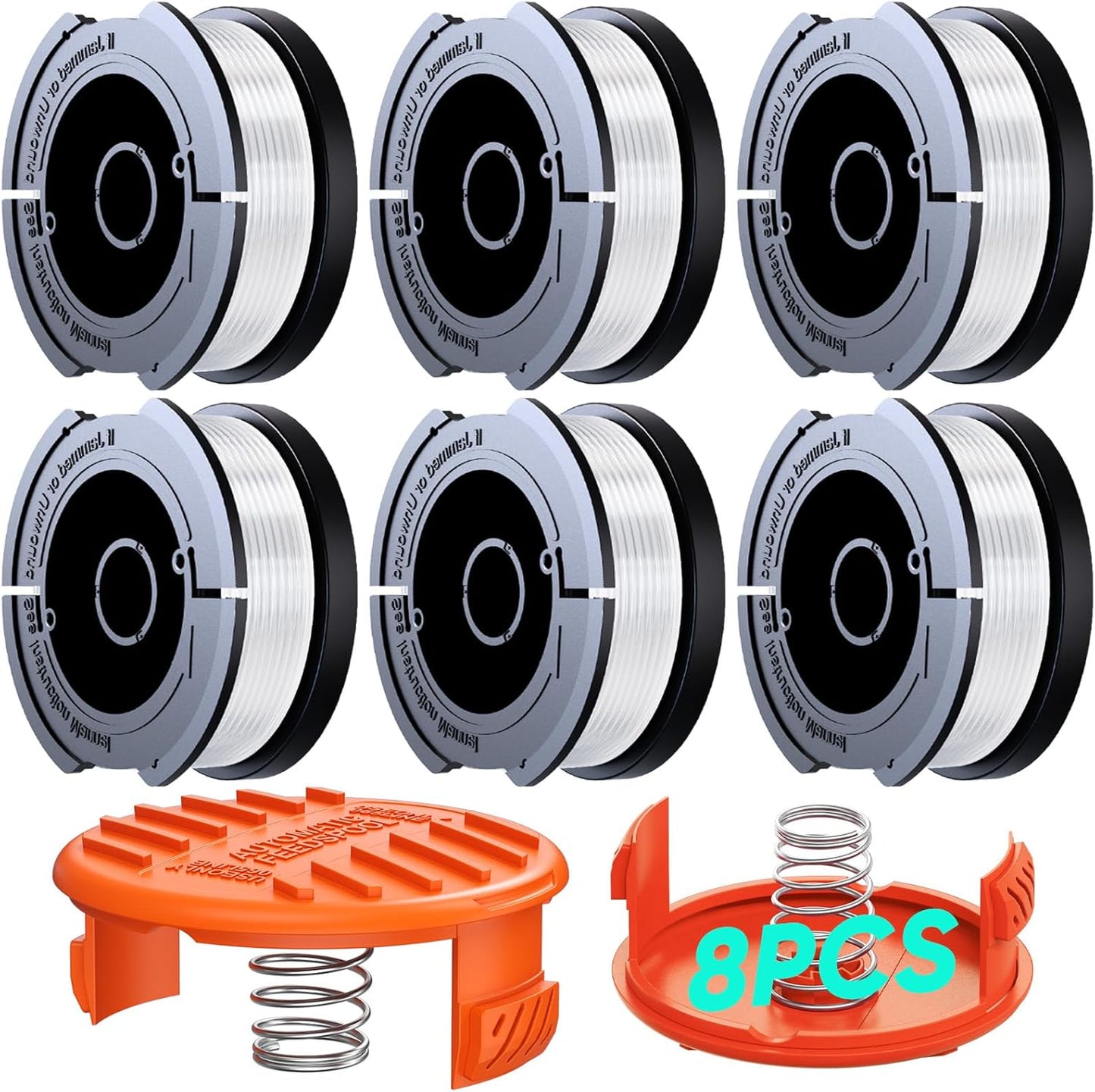 YWTESCH 8 Pack Weed Eater String - 180ft 0.065" Automatic Feed Trimmer Line for Black+Decker