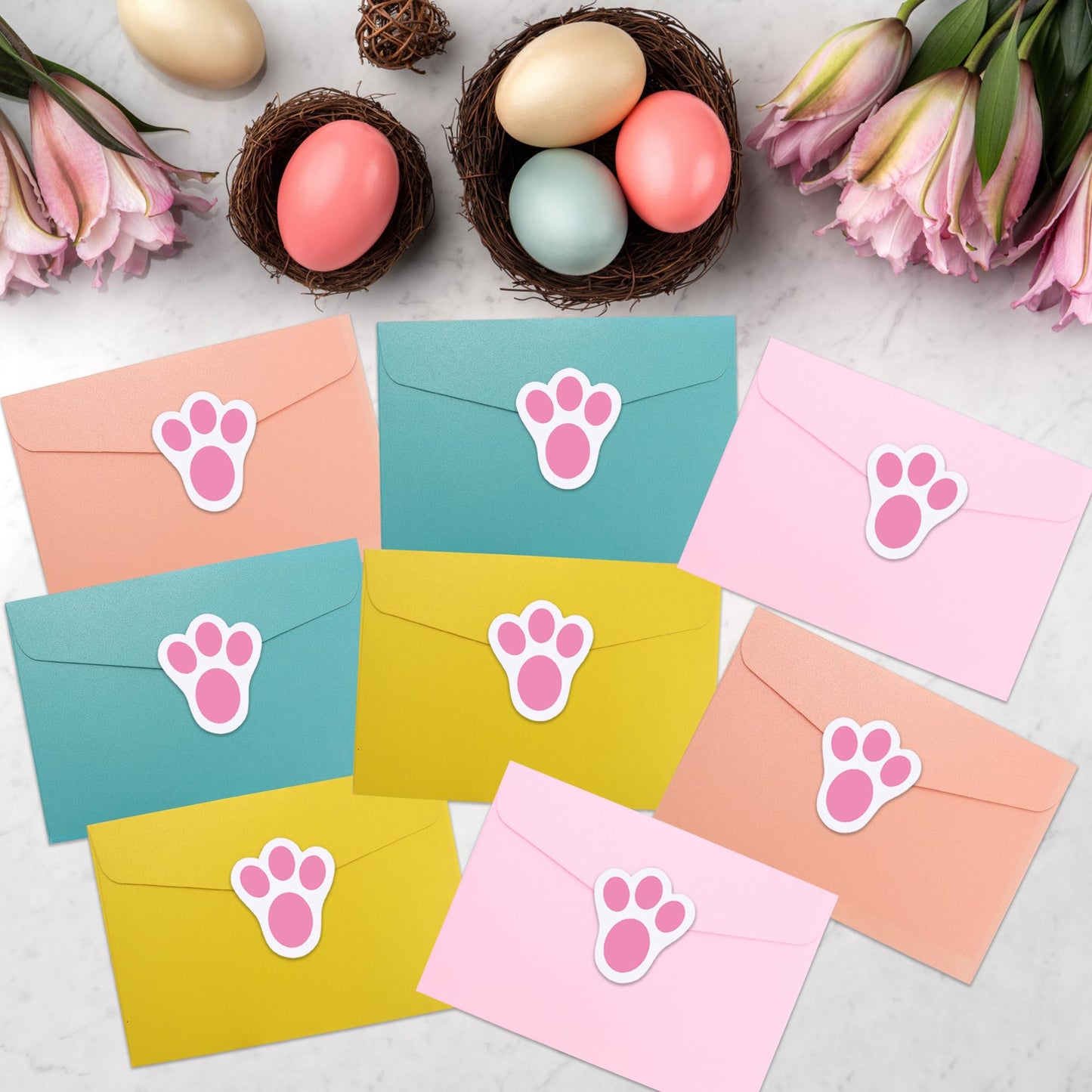 Wonmon 360 PCS Easter Bunny Paw Prints Stickers for Envelopes, Bunny Feet Stickers Rabbit Paw Sticker for Envelope Seals Crafts Easter Gifts Greeting Cards Bottle Laptop Party Decorations