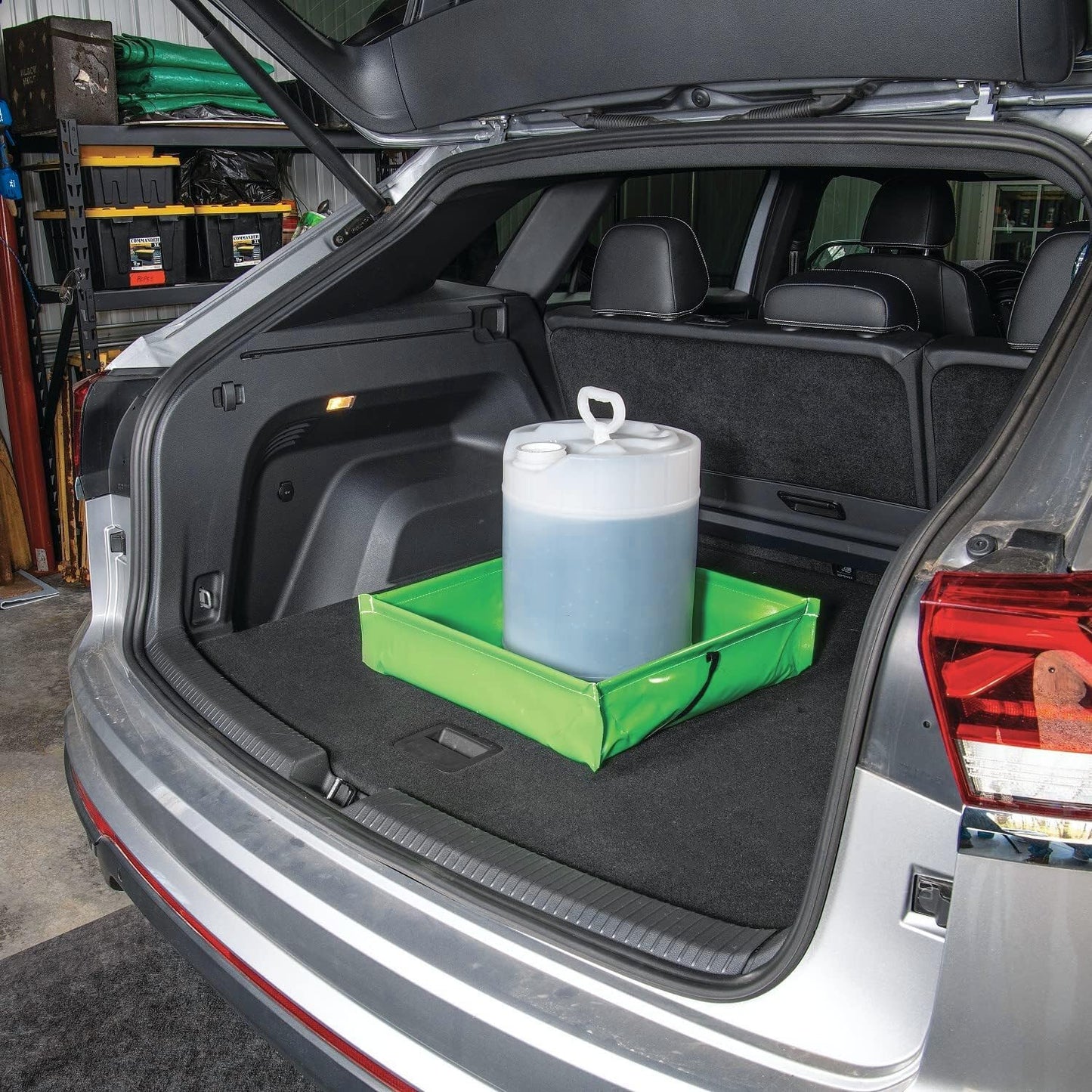 5 Gallon HDPE Oil Storage Container Automotive | - Leak Proof Translucent Plastic Carboy with Handle - ext. Dia. 11.5" x 14.75" H. - Made in USA