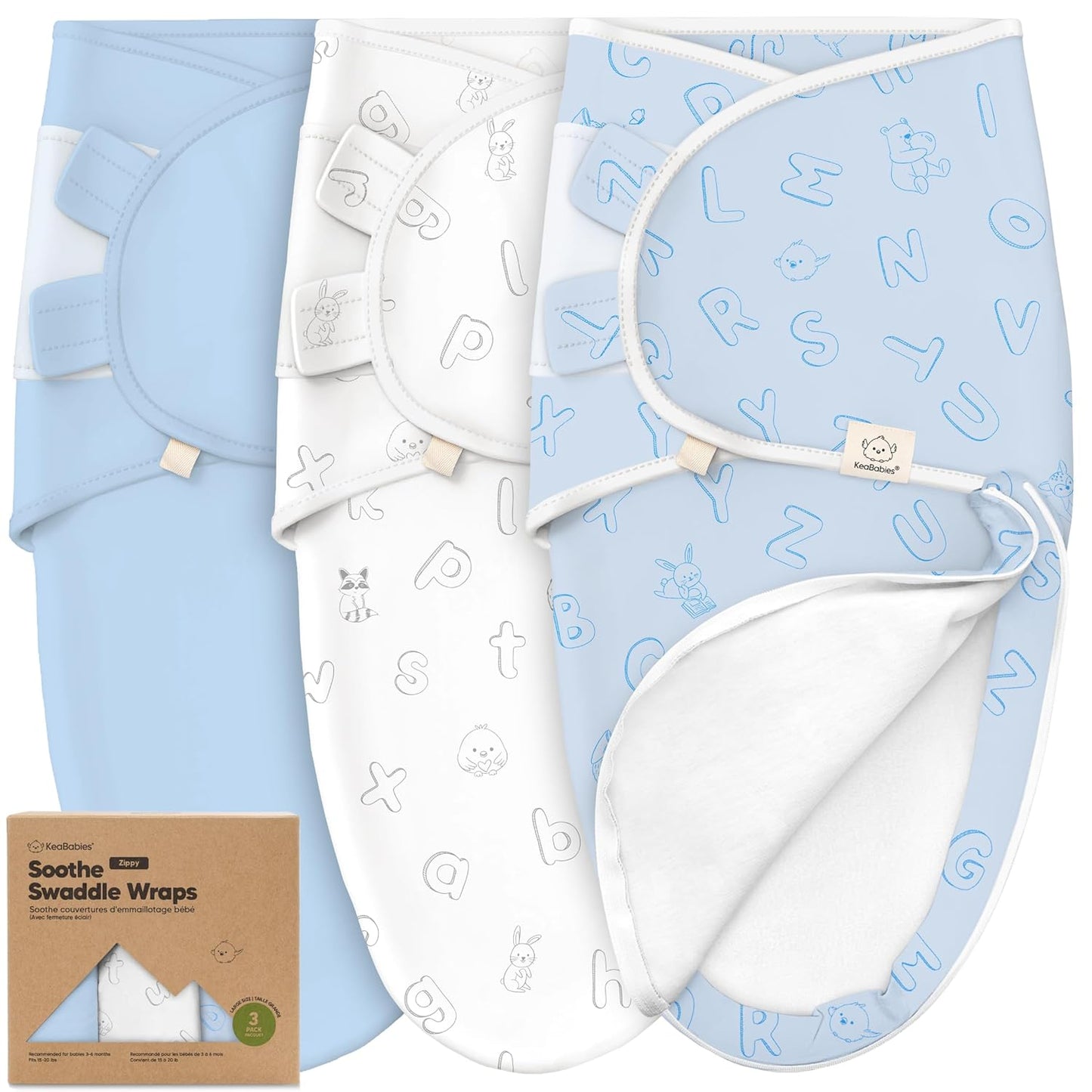 Skiennix Baby Swaddle Sleep Sacks - Soft & Durable 3-Pack for Newborns 0-3 Months | Easy Diaper Change