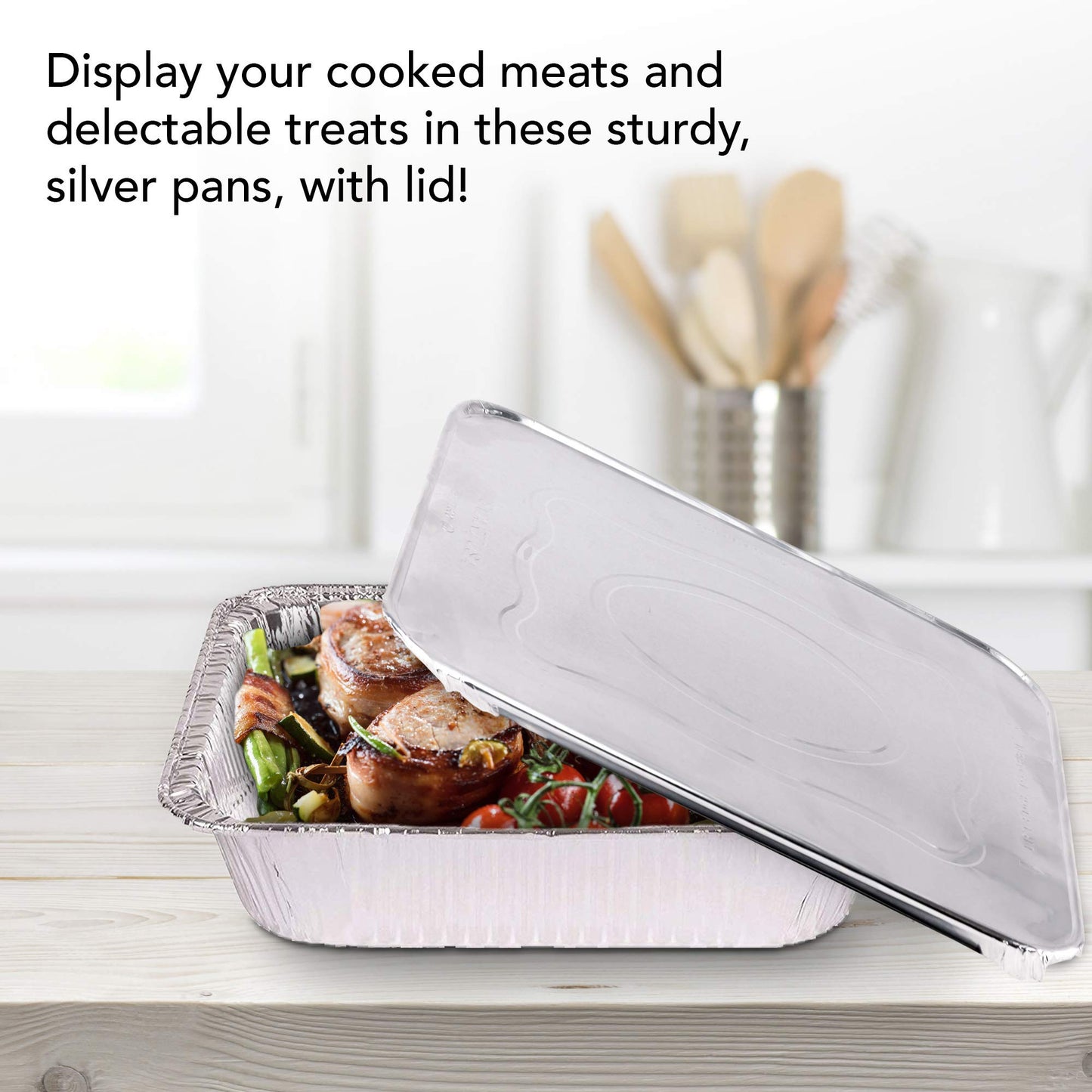 Stock Your Home Foil Pans with Lids - 9x13 Aluminum Pans with Covers - 20 Foil Pans and 20 Foil Lids - Disposable Food Containers Great for Baking, Cooking, Heating, Storing, Prepping Food Silver
