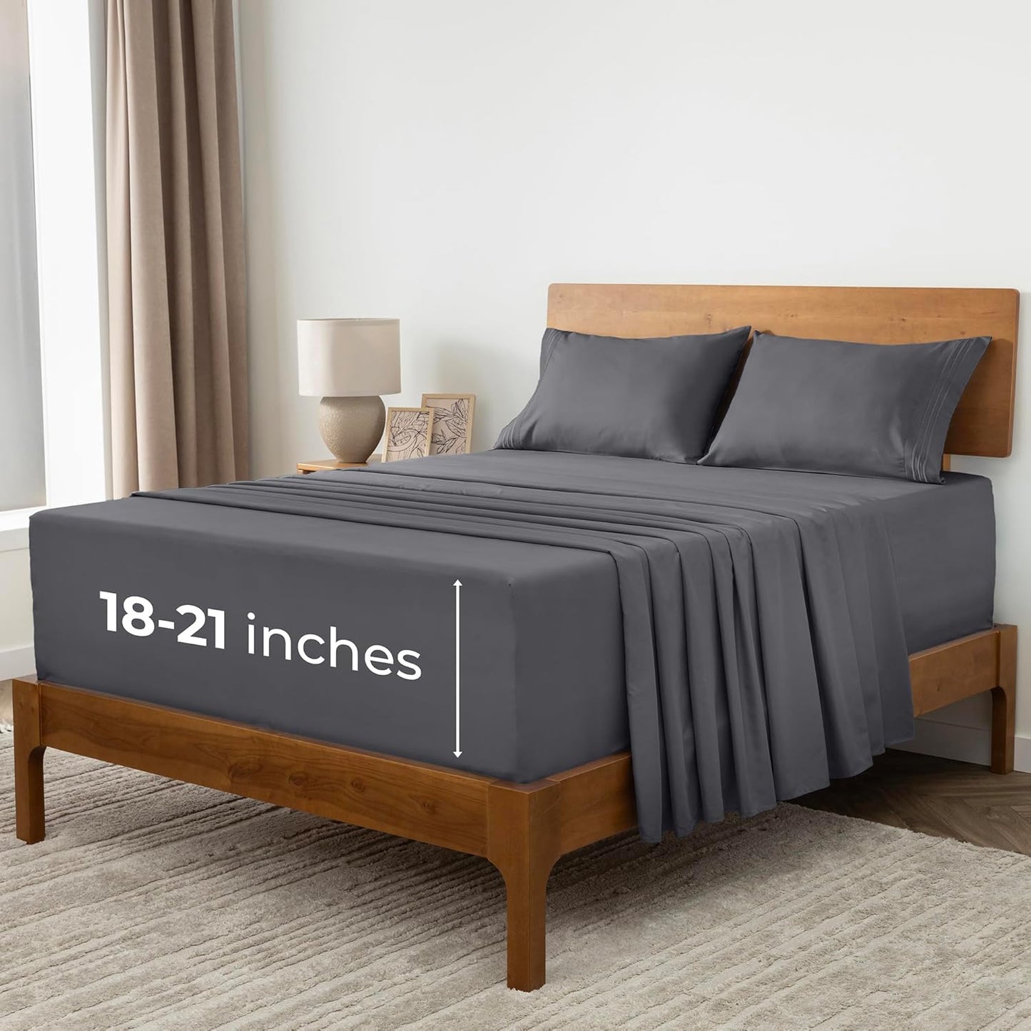 Mellanni Extra Deep Queen Sheets - Hotel Luxury, Ultra Soft & Cooling Bedding - Wrinkle & Stain Resistant (Queen, Gray)