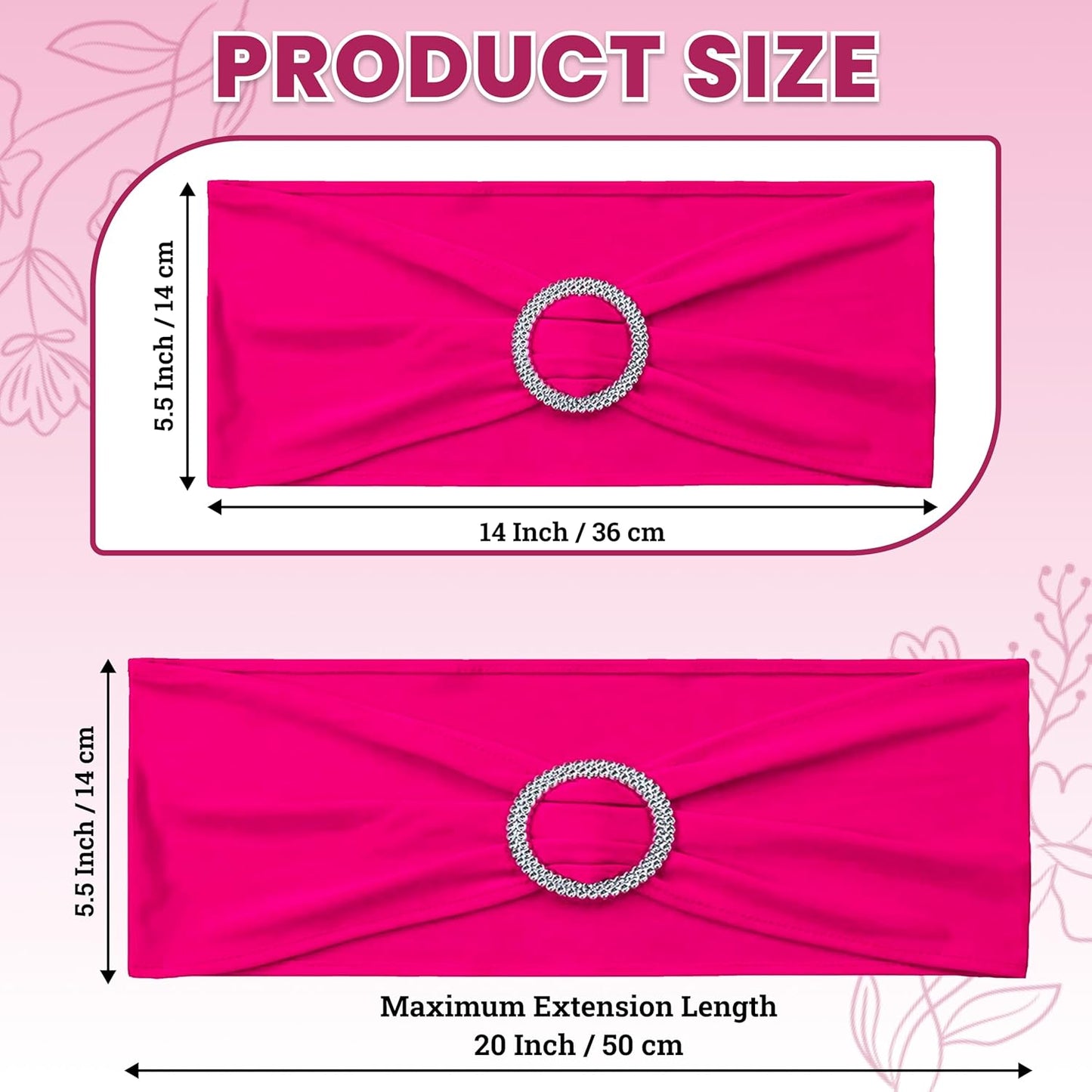 MDS Spandex Chair Sashes - Universal Elastic Stretch Bands with Buckle Slider Bow | Pack of 125 - Magenta