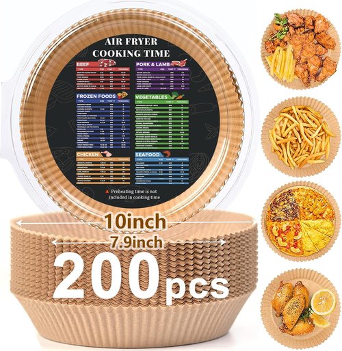 Air Fryer Liners - 200PCS Round 8 Inch Non-Stick Parchment Paper | Food Grade for 5-8 QT Air Fryers