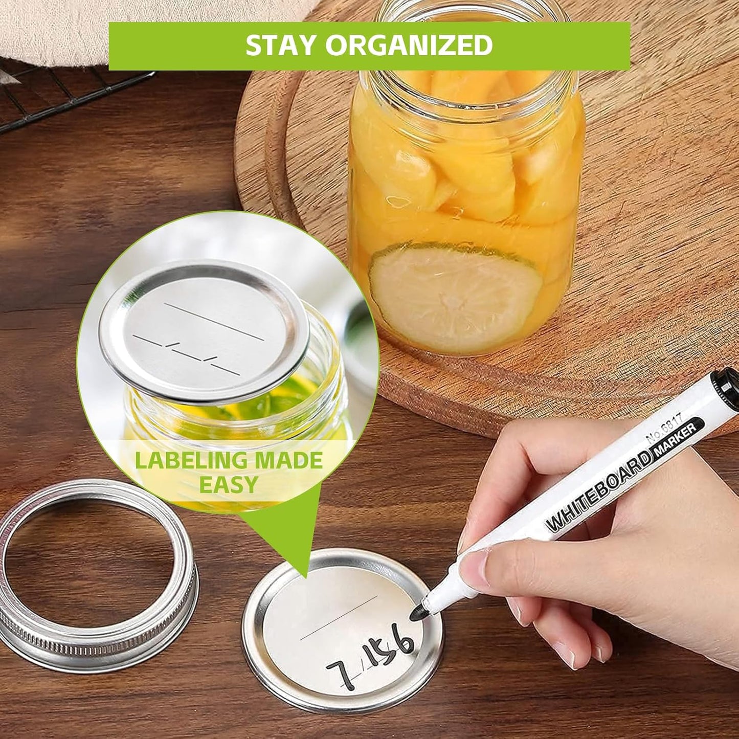 LOVE MOMENT Canning Lids and Rings - 48PCS Regular Mouth, Food Grade, 100% Airtight Fit for Mason Jars