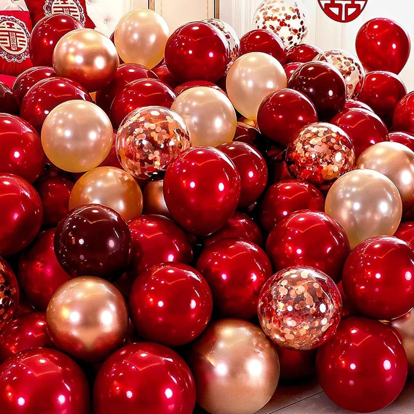 Voircoloria Ruby Balloon Garland Arch Kit - 90 Pack in 18/12/10/5 Inch Sizes for Weddings, Birthdays & Anniversaries