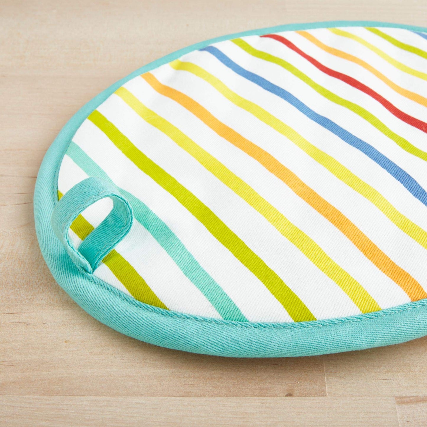 Fiesta Tropical Stripe Pot Holder Set, 8"x10", Multicolor/Aqua/Yellow/Red/Blue, 2 Piece