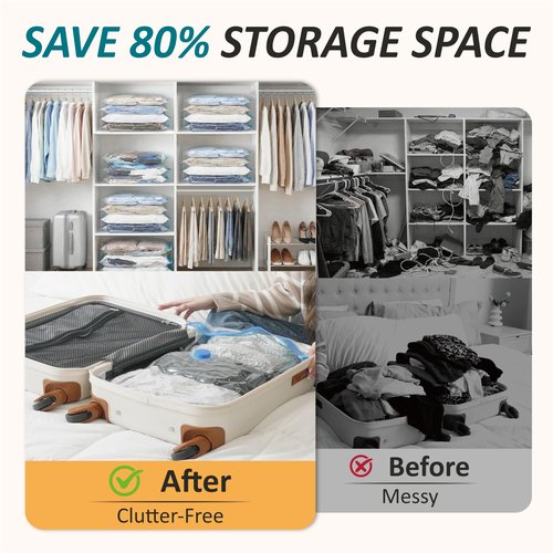Cozy Essential Vacuum Storage Bags, 80% Compression Vacuum Seal Space Saver Plastic Packaging Bags for Clothes, Blankets, Pillow, Bedding, Comforters, Sealer Clothing Storage,30 Combo