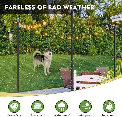 Feed Garden String Light Poles - 9.8FT Metal Stands for Outdoor Decor | 4 Pack for Deck, Patio & Events