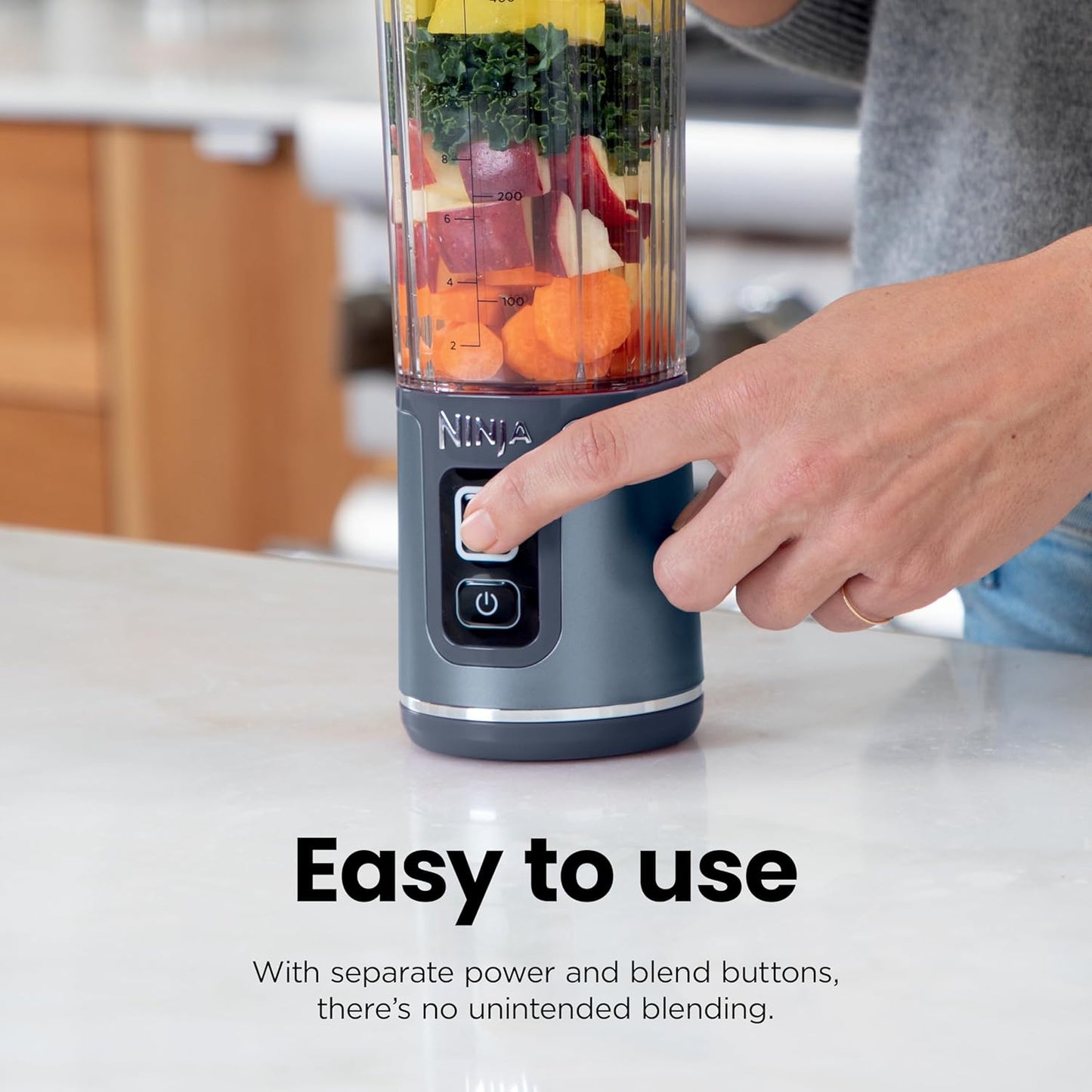 Ninja BC151NV Portable Blender - Cordless 18oz Personal Blender for Smoothies & Shakes | BPA Free, Leakproof Lid, USB-C Rechargeable, Denim Blue