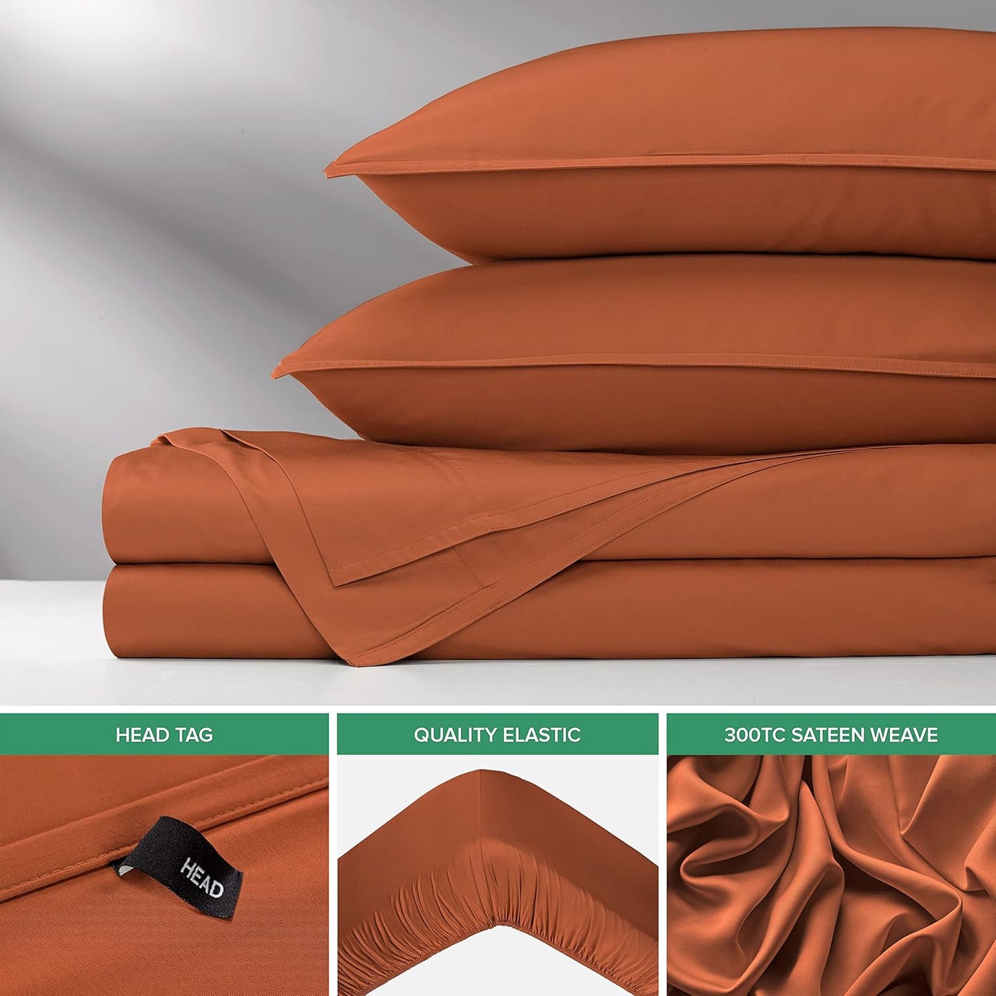 Pure Bamboo Queen Sheets - Luxuriously Soft & Cooling 100% Organic Viscose Bed Set | Terracotta Color