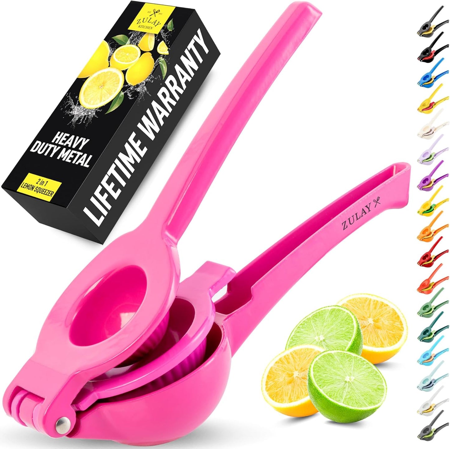 Zulay Kitchen 2-in-1 Lemon Squeezer - Sturdy Hand Juicer for Maximum Juice Extraction - Easy to Clean