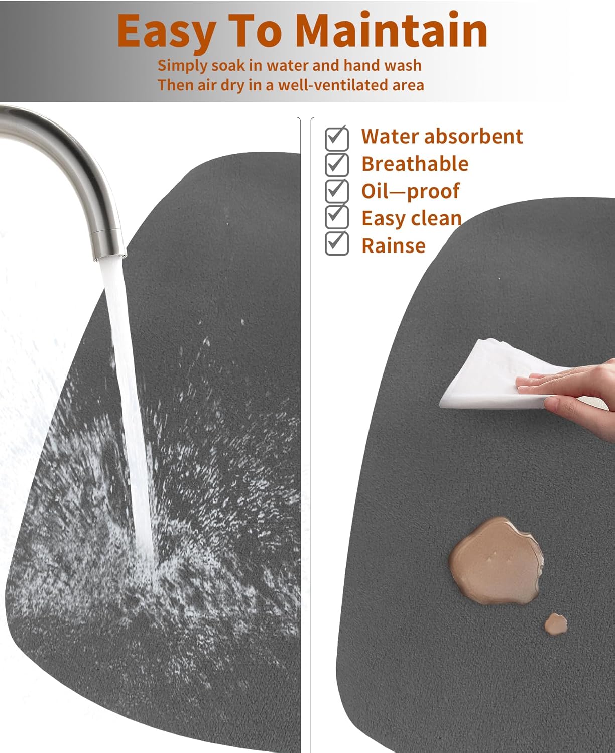 Skiennix Dish Drying Mat - Super Absorbent, Non-Slip Rubber Backing | Ideal for Kitchen Counter & Coffee Bar