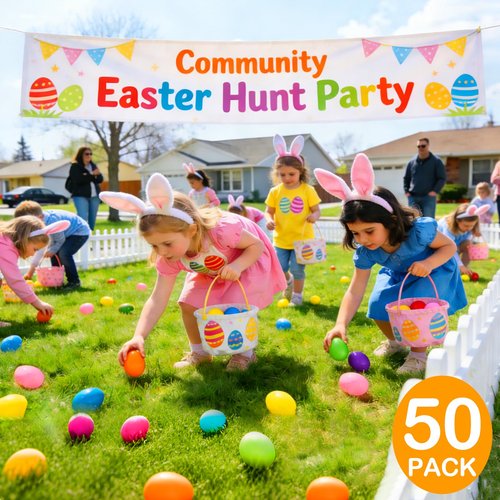 AMENON 3.1" Large Plastic Easter Eggs Bulk Easter Basket Stuffers Essentials 50 Pack Surprise Egg Empty 6 Spring Colors for Kids Toddlers Jumbo Fillable Eggs Hunt Games Party Favors Filling Treats